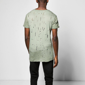 Nouveauté : T-shirt en coton 100% effet vieilli pour homme, coupe ample, logo personnalisé sur le devant, service OEM. - Product Image 2