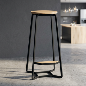 Modern Metal Bar <b>Stool</b> Solid Wood <b>Seat</b> Backless Counter Height Bar Chair Seating For Dining Hotel Living Room <b>Stool</b> For Bar Cafe - Product Image 4