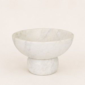 Bol décoratif vintage en marbre blanc naturel, bol à fruits moderne sur piédestal en pierre, bol centre de table en marbre pour la décoration de table - Product Image 3