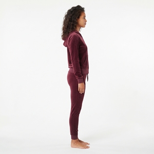 Wholesale Women's Maroon <b>Velour</b> Hoodie Jogger Set Full Zip Front Logo Casual <b>Tracksuit</b> winter Wear - Product Image 4