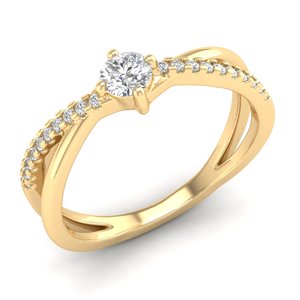 Anillo de Compromiso REYES Elegante con Moissanita de 0.35 Quilates, Oro Amarillo de 14K con Plata de Ley 925, Joyería de Boda para Mujer - Product Image 2