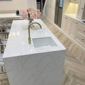 Calacatta Unique Artificial Stone Kitchen <b>island</b> Finish Modular Cabinet Set Modern Kitchen Furniture countertop <b>island</b> - Product Image 4