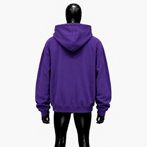Purple Oversized Zip Up <b>Hoodie</b> With Self Made <b>Orange</b> Graphic Print Unisex Streetwear Loose Fit Hooded Sweatshirt Style Causal - Product Image 2