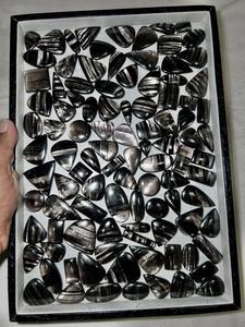 Natural Hypersthene Cabochon Loose Gemstone Polished Silver Mixed Shape Flatback <b>Stone</b> for Jewelry Making - Product Image 6