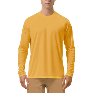 Bold Golden Yellow <b>Mens</b> UV Sun Protection Long Sleeve Rash Guard Quick Dry Breathable Swimwear <b>Top</b> - Product Image 1