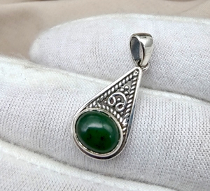 925 Sterling Silver Nephrite Jade <b>Bracelet</b>, Natural Green Jade Jewelry, Healing Stone <b>Bracelet</b>, Minimal Elegant Gift for Women - Product Image 4