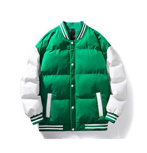 Bulk Blank Oversized Varsity Puffer Jacket Waterproof Windproof Warm Padded Coat Men Streetwear Casual Winter Bubble Jacket - Product Image 3