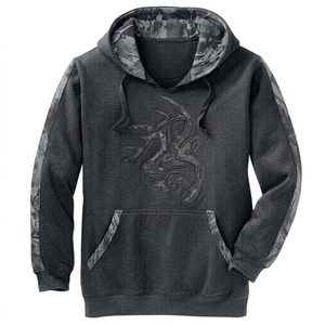 Sudadera con Capucha Naranja para Hombre, Diseño de Corazón y Camuflaje de Alce, Forro Polar, Estilo Casual de Invierno, Corte Holgado, con Bolsillos, 100% - Product Image 5