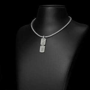 Colgante doble de moissanita estilo hip hop con cadena tipo tenis, joyería de lujo para hombre, estilo urbano, para uso diario. - Product Image 1