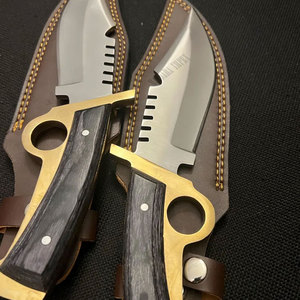 Cuchillo de caza hecho a mano con hoja fija, guardacuchillo de latón y mango de madera, para bushcraft, camping, supervivencia, cuchillo para exteriores, regalo para hombres - Product Image 5