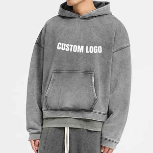 Sweat à capuche personnalisé pour homme 2026, imprimé avec logo, décontracté, 100 % coton molletonné, épaules tombantes, effet délavé, pour le streetwear - Product Image 4