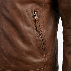 แจ็คเก็ตหนังแท้ทรงนักขี่มอเตอร์ไซค์ คอสูง สำหรับผู้ชาย หนังแกะแท้คุณภาพสูง ฟอกฝาดอย่างดี ใช้ได้ทุกฤดู พร้อมอุปกรณ์ป้องกันอย่างดีเยี่ยม - Product Image 5