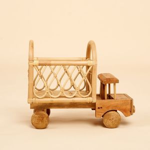 Latest design cute rattan toy trucks for kids role <b>play</b> excellent quality handwoven truck toys - Product Image 1