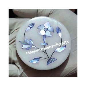 Cantidad Mínima 50 Piezas Espejos con Incrustaciones de Arte Floral en Mármol Blanco Puro y Madreperla Azul al Mejor Precio - Product Image 3