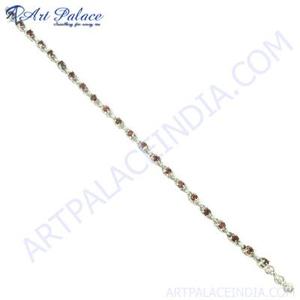 Romantic <b>Gemstone</b> Silver Bangles Elegant <b>Bracelets</b> with Dazzling Stones - Product Image 2