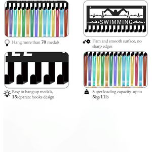 CIFbuy Espositore da Parete in Metallo Verniciato a Forno a Tema Nuoto, Porta Medaglie a Forma di Cuore per Nuotatori, Scaffali per TikTok e Temu - Product Image 4