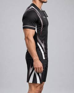 CLAW INTL Conjunto de Camiseta de Fútbol Negra para Hombre, Cuello en V, Manga Corta, Sublimación, Poliéster, Absorbe la Humedad - Product Image 4