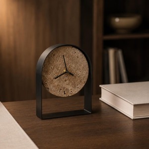 Minimalist Metal Marble Desk <b>Clock</b> Circular Brass Frame Silent Quartz Movement Needle Display - Product Image 2