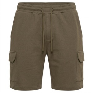 Shorts cargo pour hommes, couleur unie, taille à cordon, en coton, style bermuda, décontractés, avec poches, coupe mi-haute, pour adultes - Product Image 1