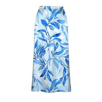 Jupe trapèze en mousseline florale pour femme, taille haute élastique, imprimé tulipes rose pâle, longueur ras du sol, élégante, en satin tissé