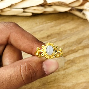 Unique Best Design Moonstone Gold <b>Ring</b> <b>Boho</b> Brass <b>Rings</b> For Women 18k Gold Plated Ethnic Filigree <b>Ring</b> For Wholesale/OEM/ODM - Product Image 3
