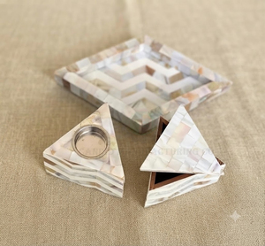 White Pearl Inlay Shell Handmade Arabic Mubkhar <b>Oud</b> Incense Burner <b>Bakhoor</b> Holder Triangle Aromatherapy Tray Religious Decor - Product Image 1