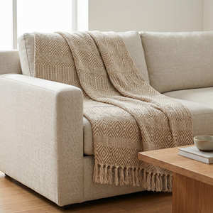 Blush Pink Handloom Cotton <b>Throw</b> with Delicate Check Design and Fringe <b>for</b> Sofa <b>Chair</b> Bedroom and Soft Contemporary Décor - Product Image 3