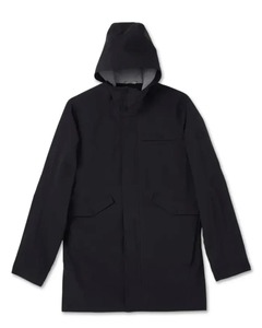 Trex Export <b>Men's</b> <b>Black</b> Stand Collar Tanned Leather <b>Long</b> <b>Coat</b> Waterproof Casual Winter Jacket Pockets Single Button Closure - Product Image 2