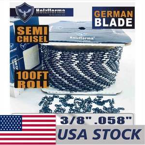 Rollo de 100 pies de cadena de sierra semichisel de 3/8'' y 0.058'' con 40 conjuntos de eslabones de conexión a juego y 25 cajas para poda y trabajos de jardinería - Product Image 1