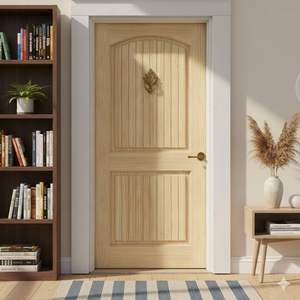 Puerta de Entrada de Madera MDF de Alta Calidad, Diseño Moderno, Puertas de Polímero de Madera Sólida con Revestimiento de PVC, OEM/ODM, Acabado para Apartamentos - Product Image 1