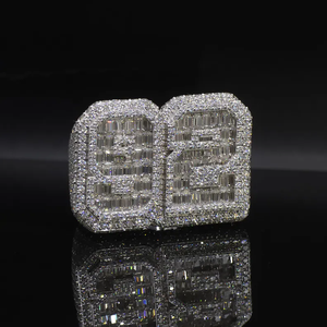 Bague Moissanite Double Huit en Argent Luxe, Sertie de Pierres Taille Baguette, Bijou Statement pour Homme, Style Hip Hop, Cadeau Tendance - Product Image 1