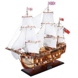 Réplica de la HMS Endeavour, Casco Abierto, Hecha a Mano en Madera de Cedro, Estilo Náutico, Pintada, Artesanía en Madera, 94L x 30W x 85.1H Cm - Product Image 2