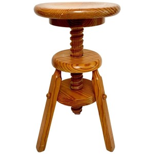 Handcrafted Pine Wood <b>Adjustable</b> <b>Stool</b> | Wholesale Wooden Pedestal <b>Stools</b> India - Product Image 4