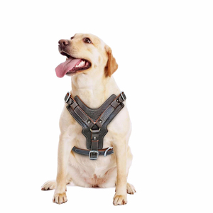 Heavy Duty Genuine <b>Leather</b> Dog <b>Harness</b> with Handle Y Front No Pull Tactical Adjustable <b>Harness</b> for Large Breed Dogs - Product Image 3
