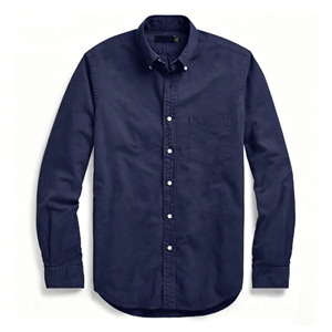 Chemise boutonnée décontractée pour homme à manches longues, coupe ajustée, 100 % coton, écologique, séchage rapide, respirante, en tissu sergé, été, personnalisable OEM - Product Image 2