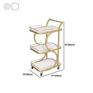 Carrito de Bar de Lujo Dorado de 3 Niveles, Carrito de Servicio Moderno para Cocina, Carrito Rodante para Bebidas y Vino con Ruedas para Hogar, Hotel, Restaurante - Product Image 2