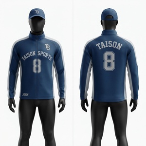 Mens Rugby Training <b>Jacket</b> 280 GSM Polyester Interlock <b>Navy</b> <b>Blue</b> Grey Panel Design Custom Heat Transfer Logo Team Training Wear - Product Image 1