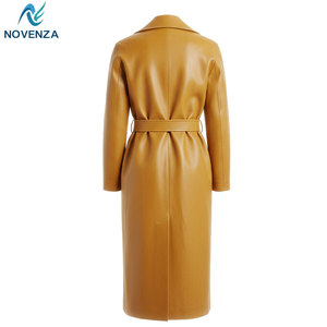 Manteau trench élégant pour homme en cuir véritable, doublure chaude réversible, coupe ajustée pour tenue décontractée ou formelle - Product Image 2