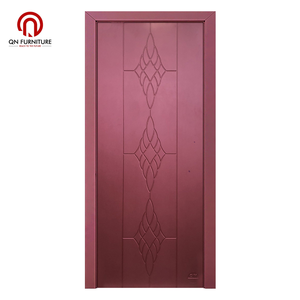 Porte principale en bois sculpté élégant en MDF, villa, manoir, design moderne, film PVC, placage bois, chambre à coucher, hôtel, personnalisation d'usine - Product Image 3