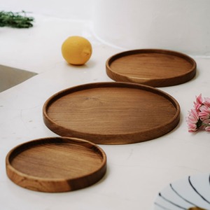 Platos de Servir Redondos de Madera Maciza Japonesa para el Hogar, Plato para Servir Comida en Restaurantes - Product Image 2