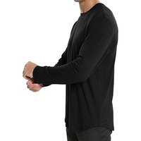 Kaos Lengan Panjang Pria Musim Dingin Baru 100% Katun Ramah Lingkungan Cepat Kering Anti-Pilling Kerah Bulat Regular Fit Solid Custom