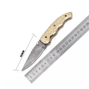 Couteau de poche Jexmoo de qualité industrielle, OEM, fait main, en acier Damas, 7 pouces, à ouverture coulissante/bouton rotatif, avec étui en cuir, édition anniversaire - Product Image 5