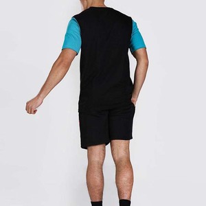 Ensemble deux pièces décontracté d'été pour hommes, sur mesure, respirant, tricoté uni, t-shirt et short, service OEM, couleur contrastée - Product Image 2