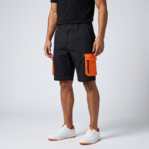 Men's Black Cargo Shorts With Orange Pockets Quick Dry Mid Waist Casual Cargo Style Shorts Men Summer Fashion Wear Cargo Shorts - Product Image 1