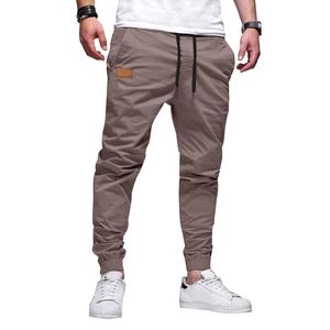 Pantalones Jogger Cargo Color Marrón Claro para Hombre, Pantalones Casuales Ligeros con Bolsillos Laterales y Dobladillo Elástico - Product Image 1