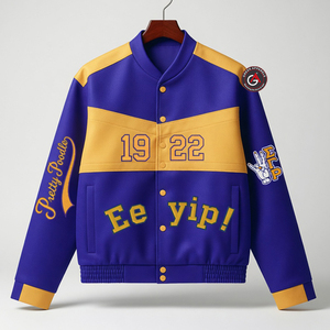 Chaqueta de Carreras de Sarga de Algodón con Bordado de Chenilla de la Hermandad Sigma Gamma Rho, Prendas de Hermandad Griega para Mujer, Premium - Product Image 1