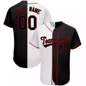 Camiseta de Béisbol Personalizada para Hombre, Nombre del Equipo 00, Diseño Dividido en Blanco y Negro, Impresión Sublimada, Poliéster Transpirable, Manga Corta, Talla Adulto - Product Image 3