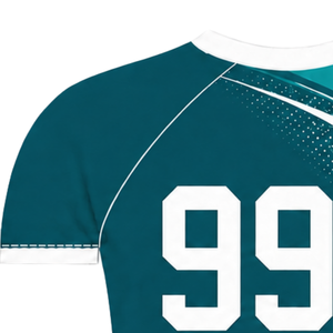 Camiseta Deportiva de Compresión de Manga Corta Color Verde Azulado Oscuro y Blanco con Cuello Redondo y Gráfico de Olas para Entrenamiento Deportivo - Product Image 3