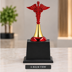 Trophée Médical Caducée Écologique avec Impression UV, Bâton à Ailes Rouges Plaqué Alliage de Zinc, Gravure sur Base Noire, 9,25 Pouces, Récompense Sportive - Product Image 4