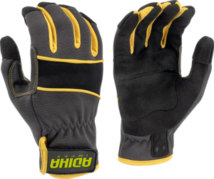 Gants de sécurité pour mécaniciens Adiha Impex, respirants, résistants à la chaleur, 8 mil, taille XL, coutures personnalisées, couleur noire et jaune de qualité supérieure - Product Image 1
